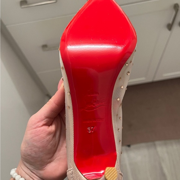 Christian Louboutin Sparkling Gold Heels with Red Soles - Picture 2 of 4